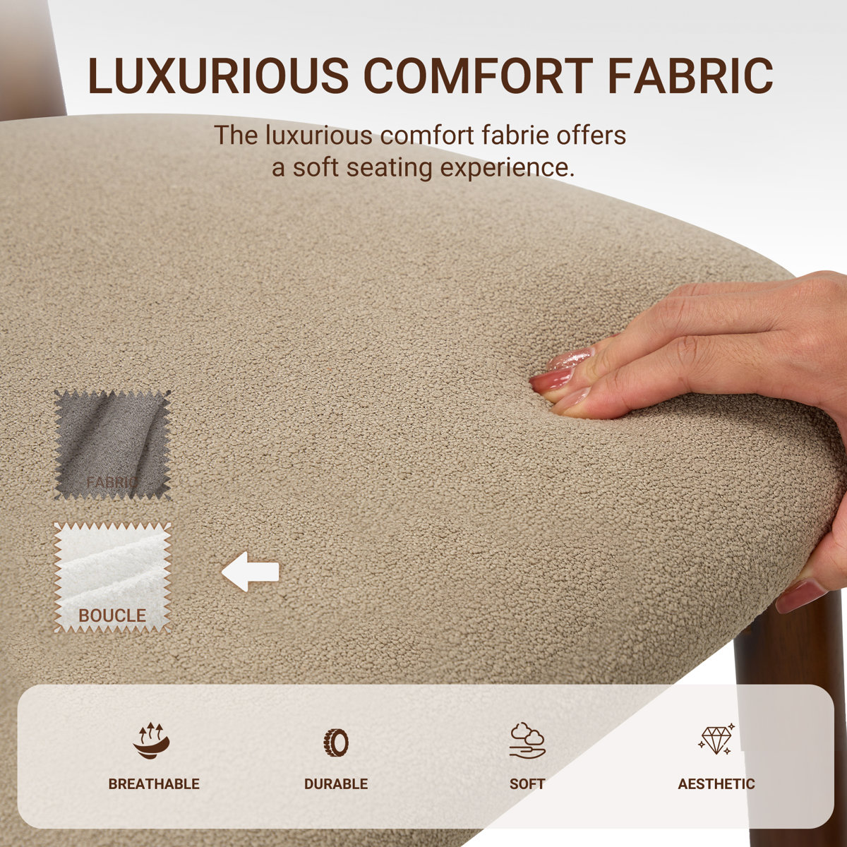 Upholstered Solid Wood Side Chair Dining Chairs (Set of 6)